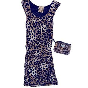 Jetset Leopard Cocktail Dress Medium (M) paired with Nine West Wristlet